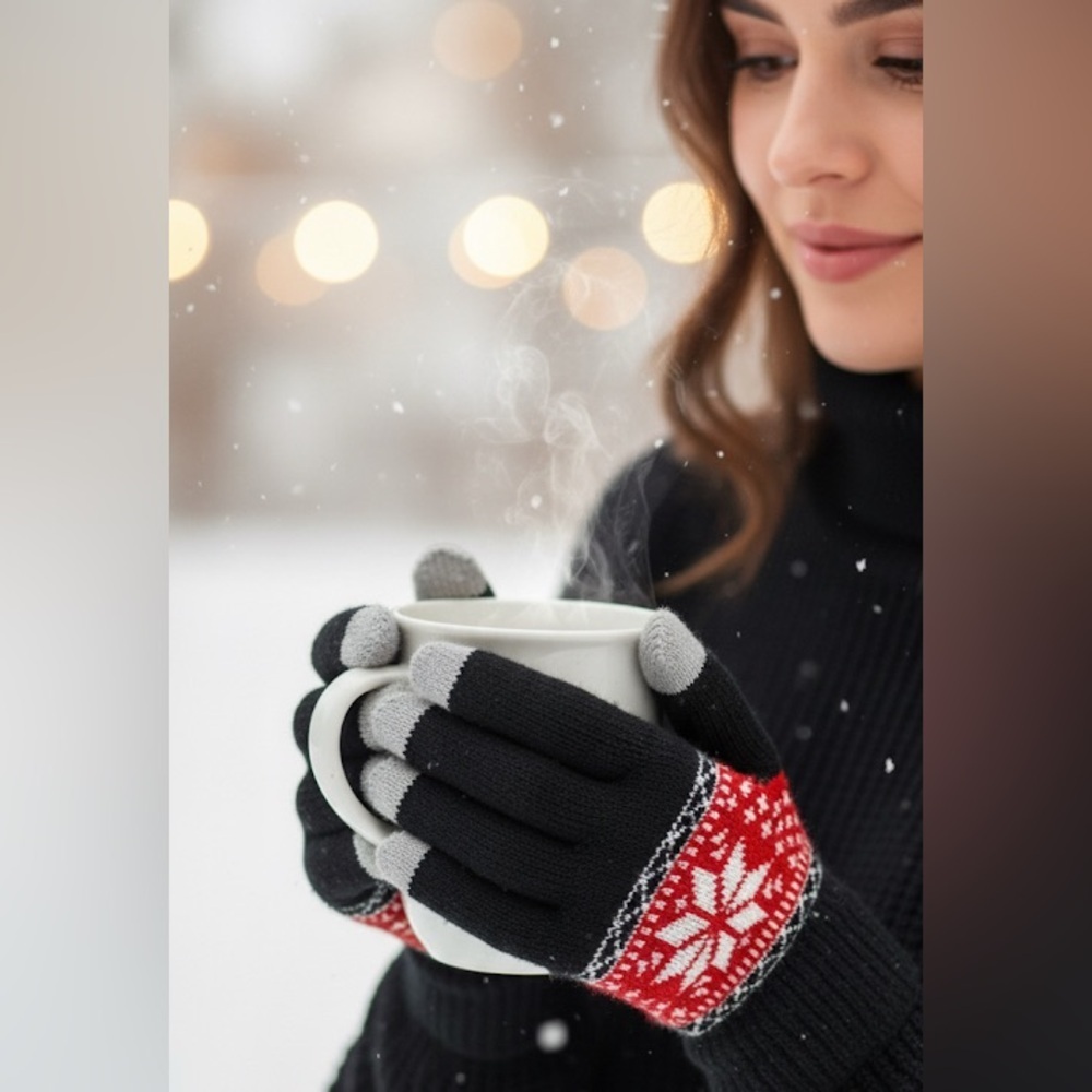 Cabela's Red and Black Knit Gloves